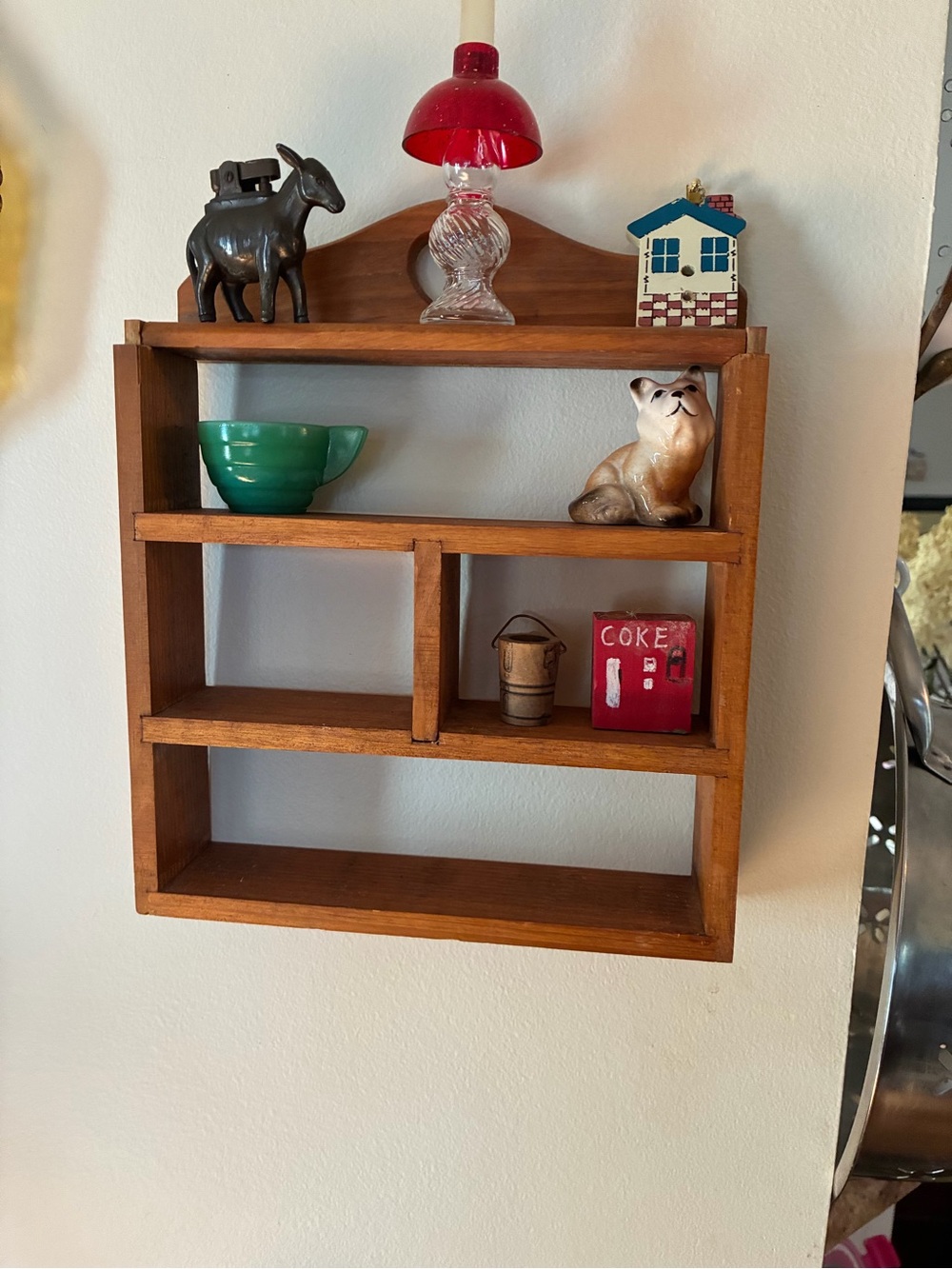Wall-Mounted Wooden Display Shelf in Brown